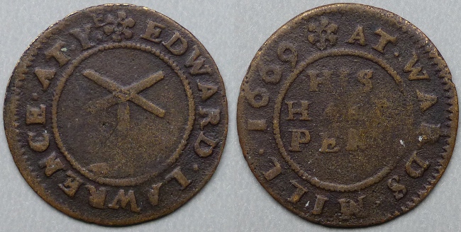 Wadesmill, Edward Lawrence 1669 halfpenny